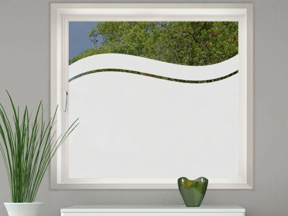 Milchglasfolie Gewerbe Welle auf Fenster