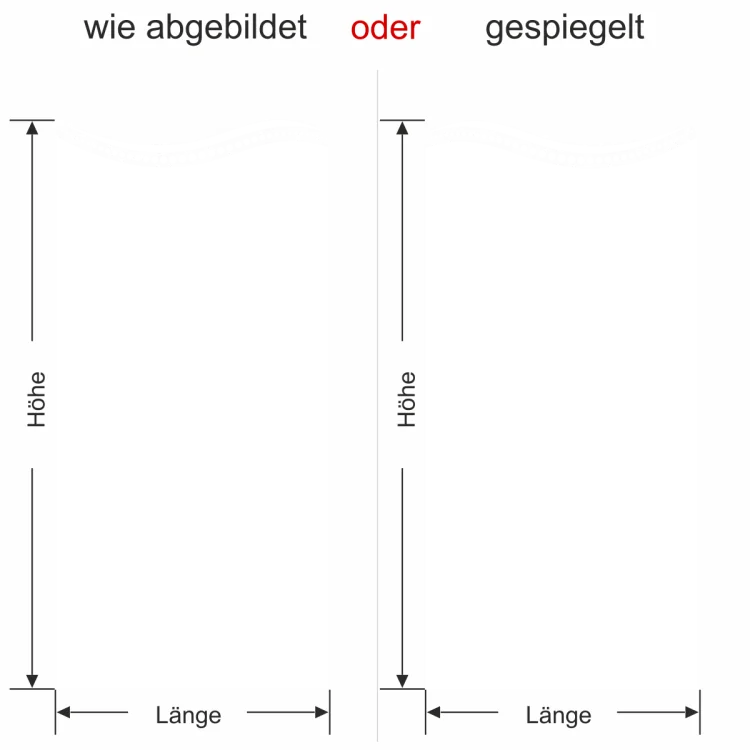 Milchglasfolie Gewerbe Welle mit Kreisverlauf - Ansicht Ausrichtung mit Farbauswahl