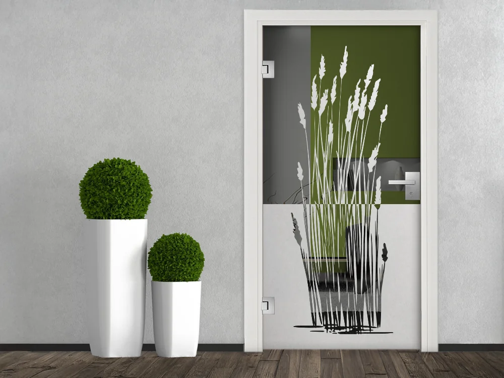 Milchglasfolie Glastür Majestätische Gräser