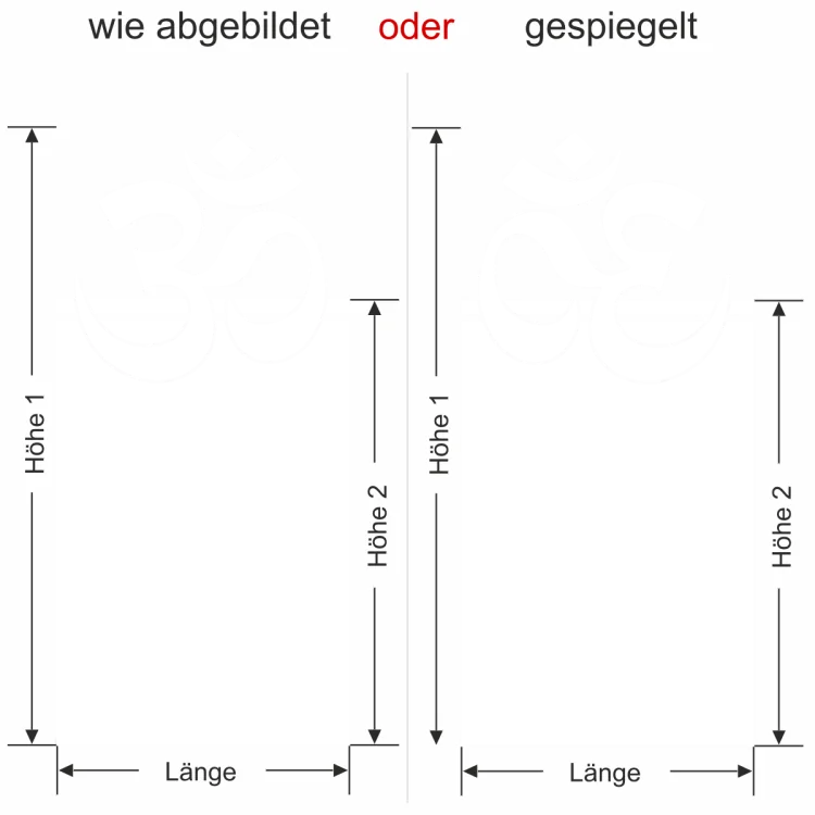 Sichtschutzfolie mit Om Zeichen - Ansicht Ausrichtung mit Farbauswahl und Vorschlag 1