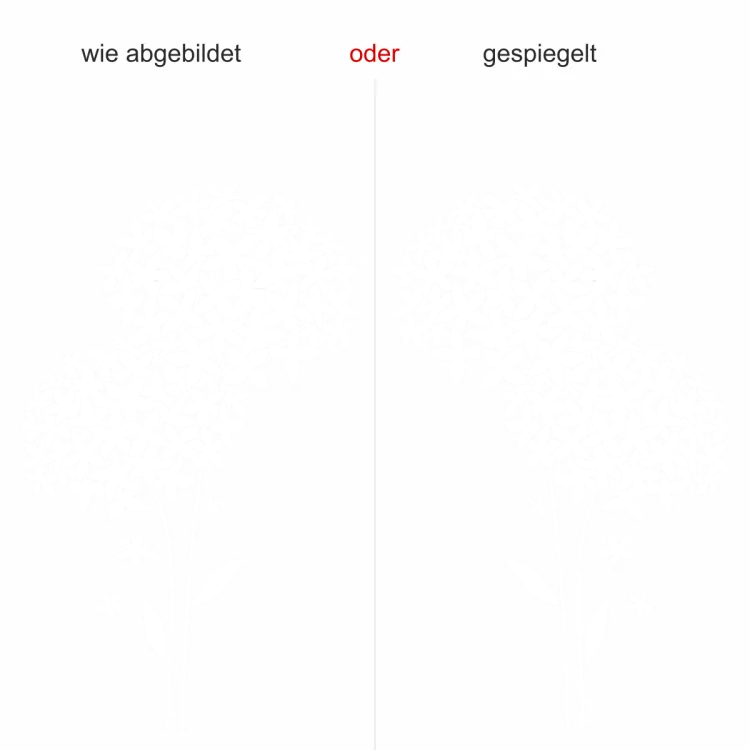 Möbeltattoo mit sommerlichem Blumendekor - Ansicht Ausrichtung und Farbauswahl Möbeltattoo mit sommerlichem Blumendekor - Ansicht Ausrichtung und Farbauswahl