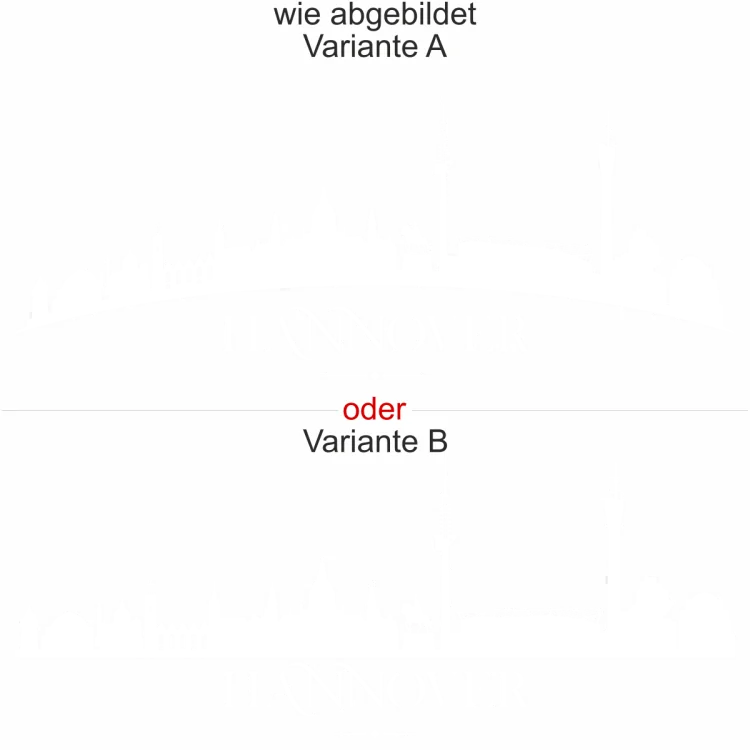 Silhouette von Hannover als Aufkleber für Möbel - Ansicht Ausrichtung mit Farbauswahl und Variante