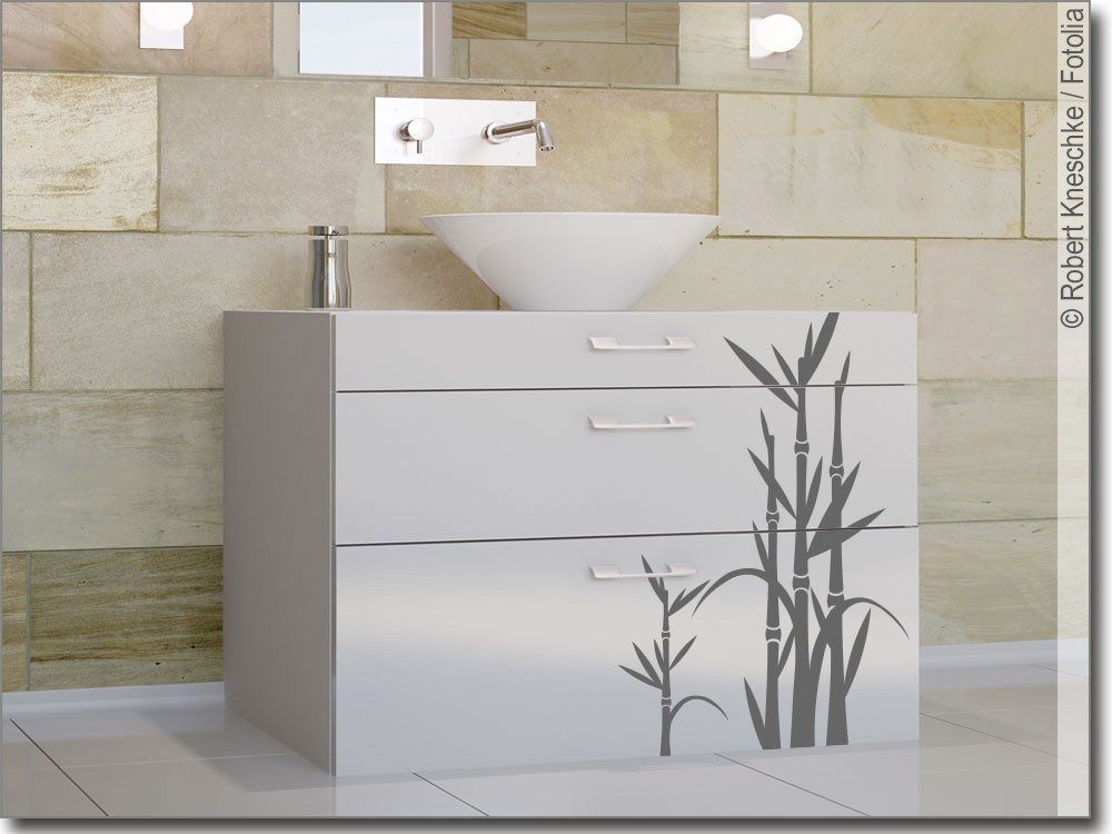 Möbeltattoo Dekorativer Bambus | Schrankaufkleber