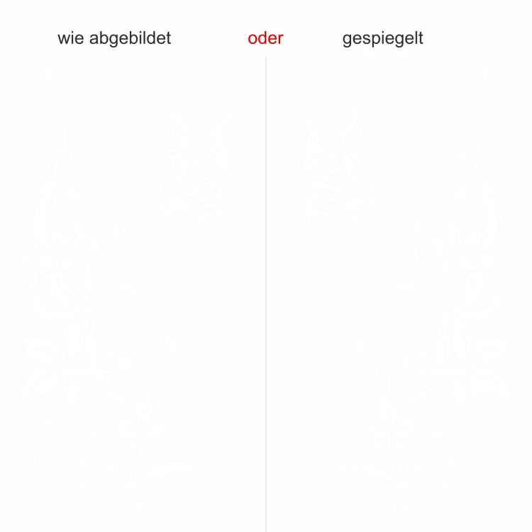 Möbeldekor mit Schmetterling - Ansicht Ausrichtung und Farbauswahl Möbeldekor mit Schmetterling - Ansicht Ausrichtung und Farbauswahl