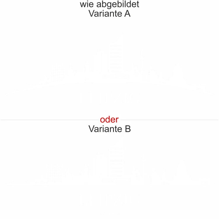 Konturgeschnittene Möbelfolie mit Leipziger Skyline - Ansicht Ausrichtung mit Farbauswahl und Variante - Ansicht Ausrichtung mit Farbauswahl und Variante Konturgeschnittene Möbelfolie mit Leipziger Skyline - Ansicht Ausrichtung mit Farbauswahl und Variante - Ansicht Ausrichtung mit Farbauswahl und Variante