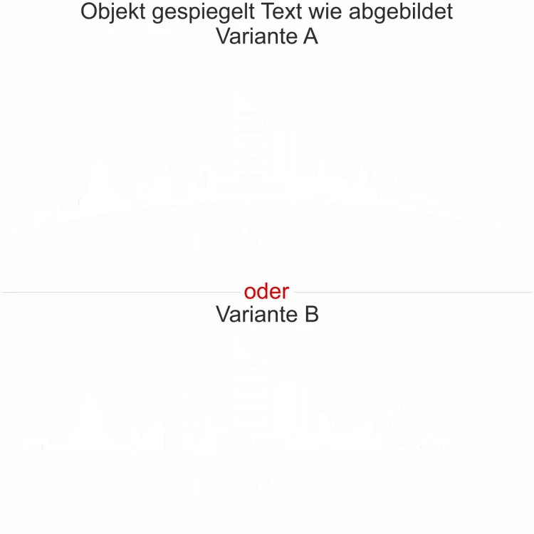 Konturgeschnittene Möbelfolie mit Leipziger Skyline - Ansicht Ausrichtung mit Farbauswahl und Variante Konturgeschnittene Möbelfolie mit Leipziger Skyline - Ansicht Ausrichtung mit Farbauswahl und Variante