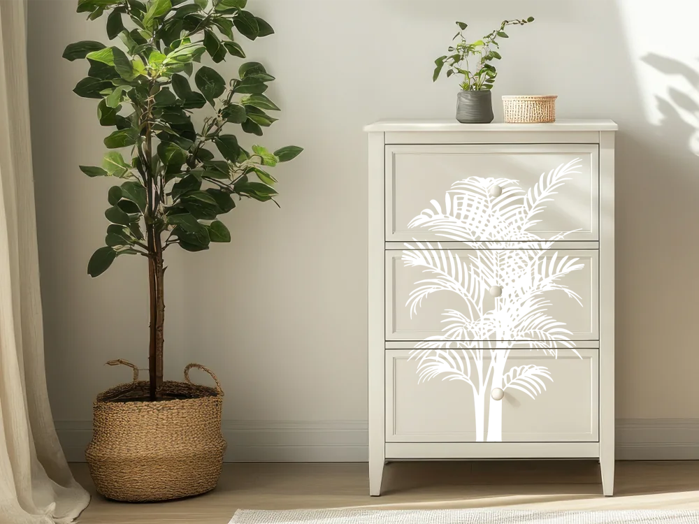 Möbelaufkleber Palmwedel - Ansicht Ausrichtung und Farbauswahl