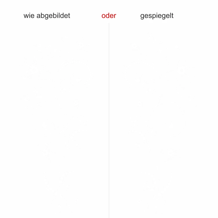 Möbeltattoo mit Blumenornament - Ansicht Ausrichtung und Farbauswahl