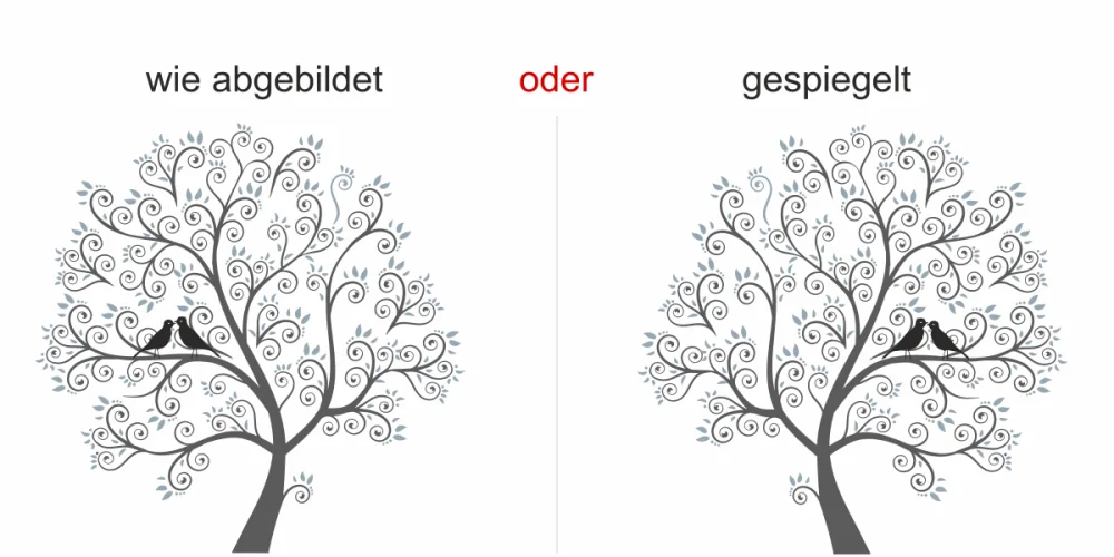 Möbeltattoo mit buntem Baum - Ansicht Ausrichtung