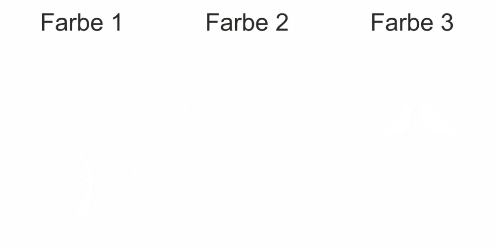 Möbeltattoo mit buntem Baum - Ansicht Farbauswahl