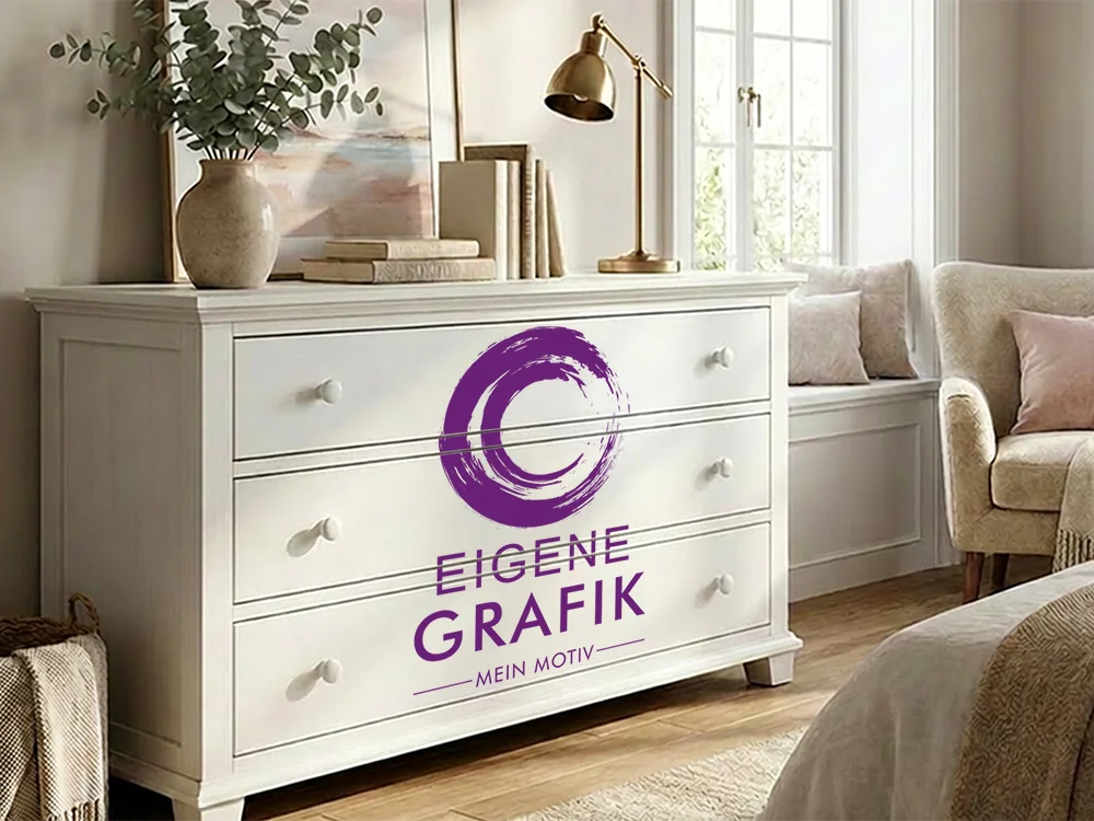 Möbeltattoo Eigenes Logo einfarbig im Büro