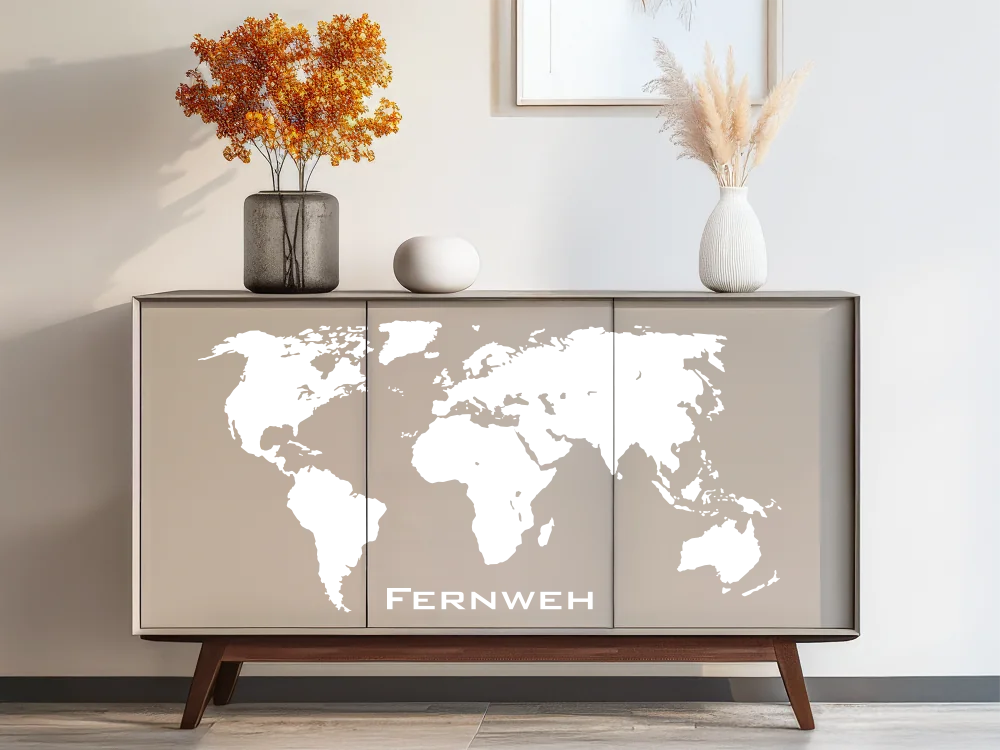 Aufkleber für Möbel Weltkarte - Ansicht Farbauswahl