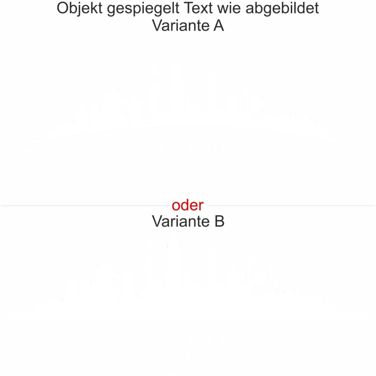Möbeldekor Skyline London - Ansicht Ausrichtung mit Farbauswahl und Variante Möbeldekor Skyline London - Ansicht Ausrichtung mit Farbauswahl und Variante