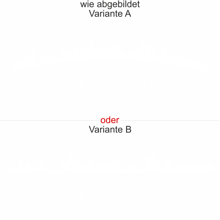 Aufkleber für Möbel mit der Stadt Nürnberg - Ansicht Ausrichtung und Farbauswahl