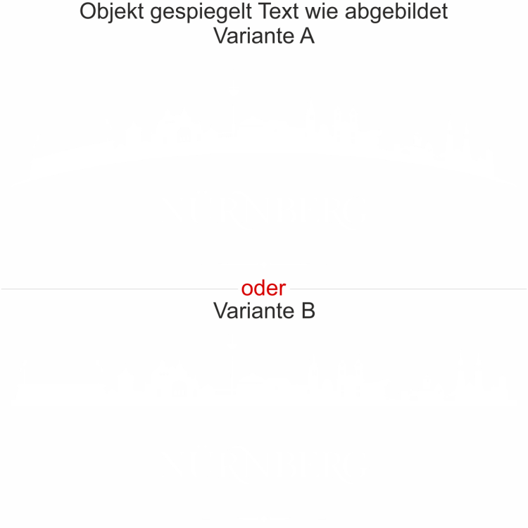 Aufkleber für Möbel mit der Stadt Nürnberg - Ansicht Ausrichtung und Farbauswahl