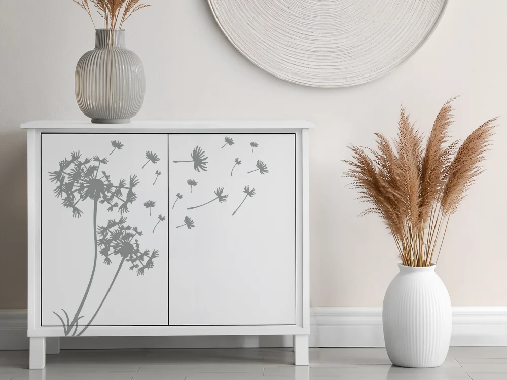 Aufkleber für Möbel mit Pusteblume im Wind