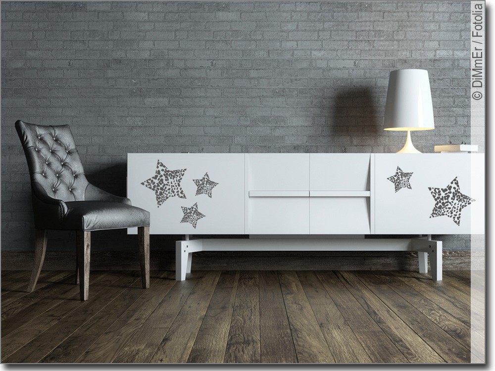 Möbeltattoo Sterne Leopard | Schrankaufkleber Leopard