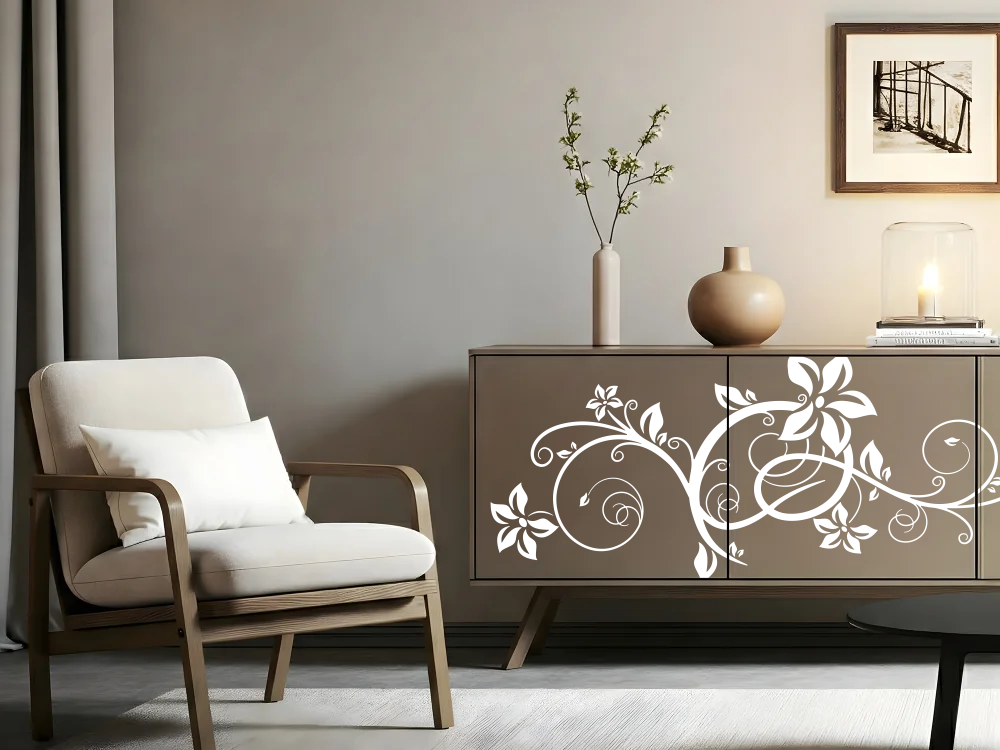 Möbeltattoo mit schönem stilvollen Ornament - Ansicht Ausrichtung und Farbauswahl