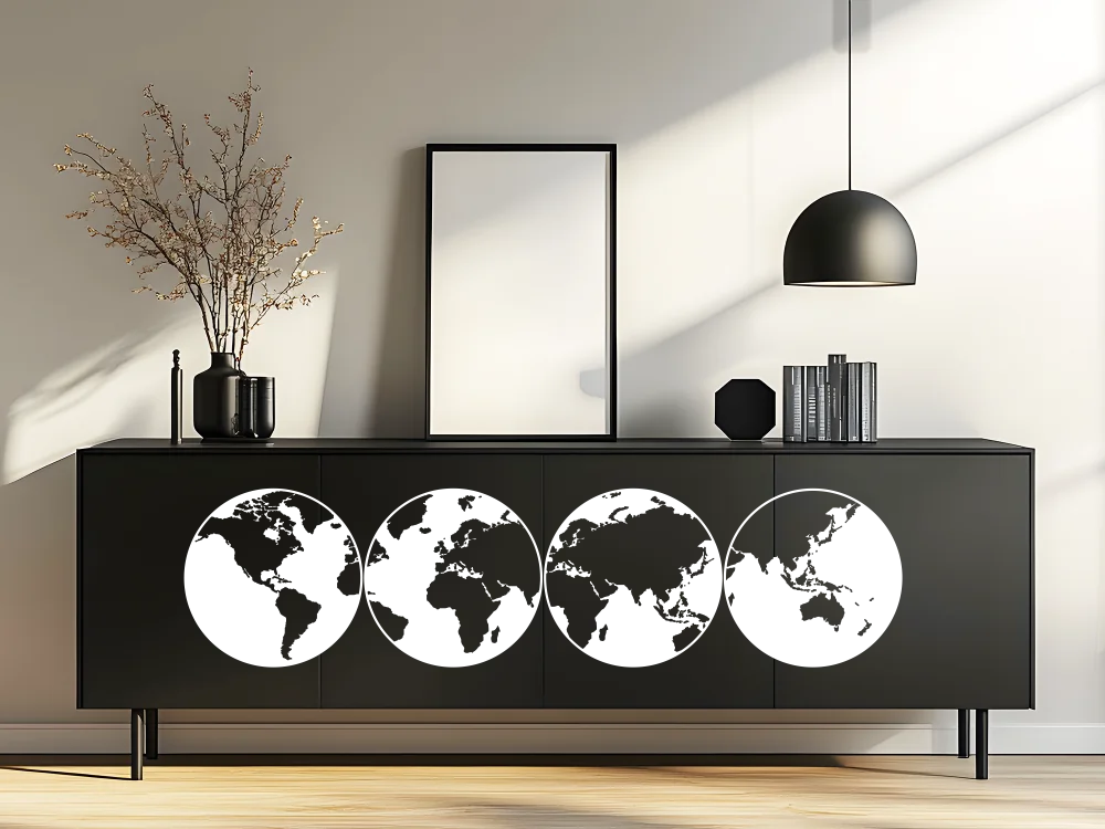 Weltkarte als dekorativer Möbelaufkleber - Ansicht Farbauswahl