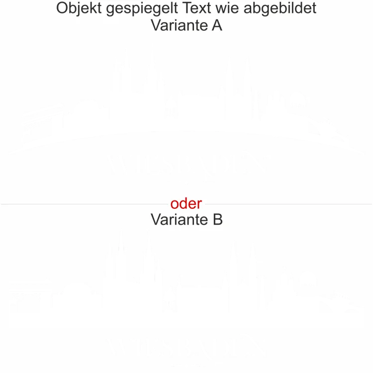 Silhouette von Wiesbaden als Aufkleber für Möbel - Ansicht Ausrichtung mit Farbauswahl und Variante Silhouette von Wiesbaden als Aufkleber für Möbel - Ansicht Ausrichtung mit Farbauswahl und Variante
