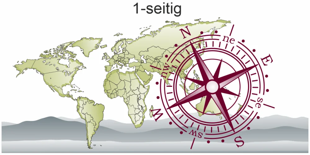 Reisemobildekor Weltkarte mit Kompassrose Reisemobildekor Weltkarte mit Kompassrose