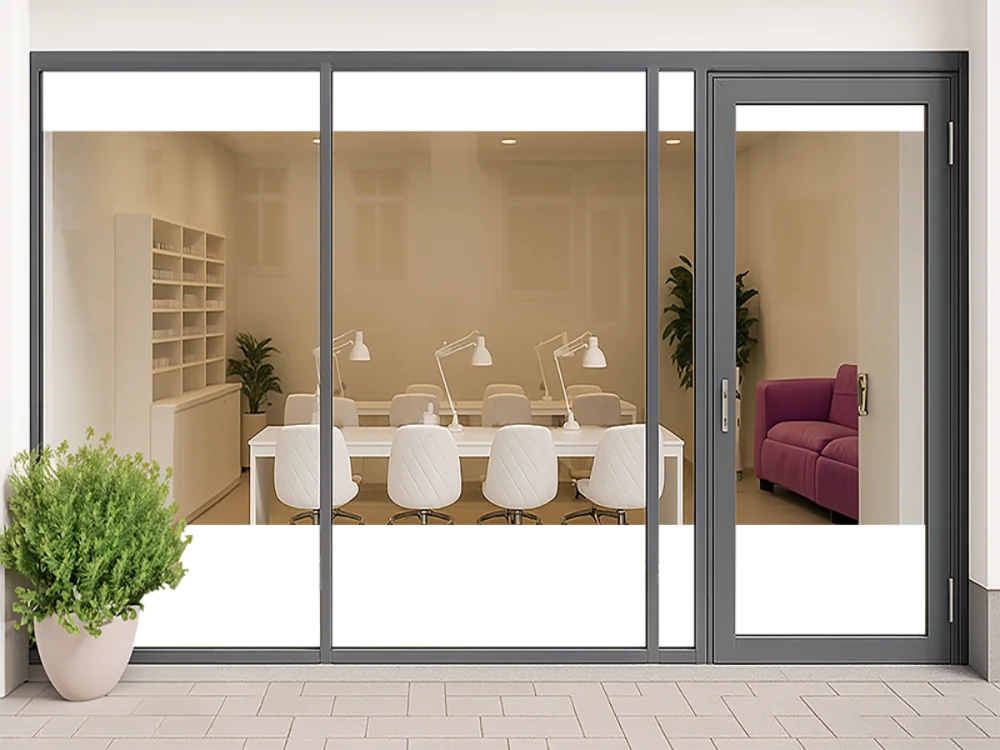 Schaufenster Farbige Dekorfolie Zuschnitt - Ansicht Farbauswahl - Vorschlag 1