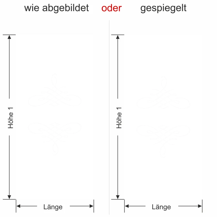 Sichtschutz für Glas Noblesse - Ansicht Ausrichtung mit Farbauswahl