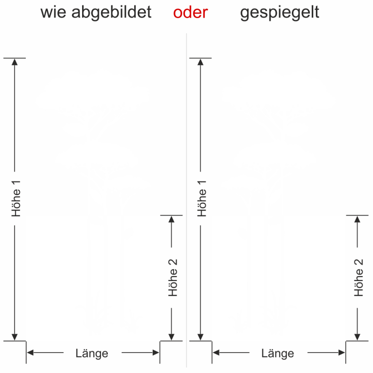 Sichtschutz Milchglasfolie Savannenbaum - Ansicht Farbauswahl und Ausrichtung Vorschlag 1