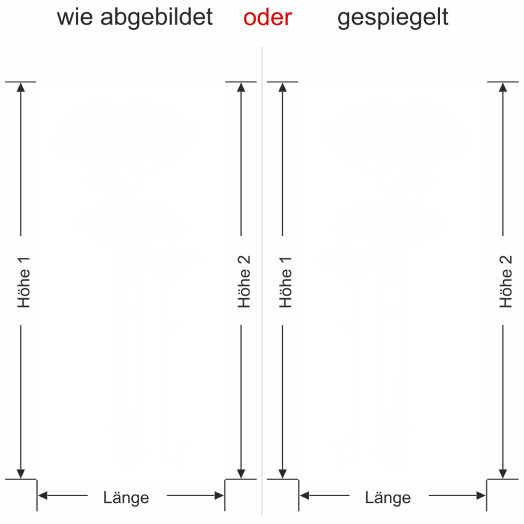 Sichtschutz Milchglasfolie Savannenbaum - Ansicht Farbauswahl und Ausrichtung Vorschlag 2