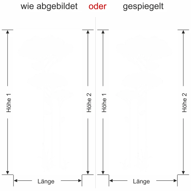 Sichtschutz Milchglasfolie Savannenbaum - Ansicht Farbauswahl und Ausrichtung Vorschlag 2