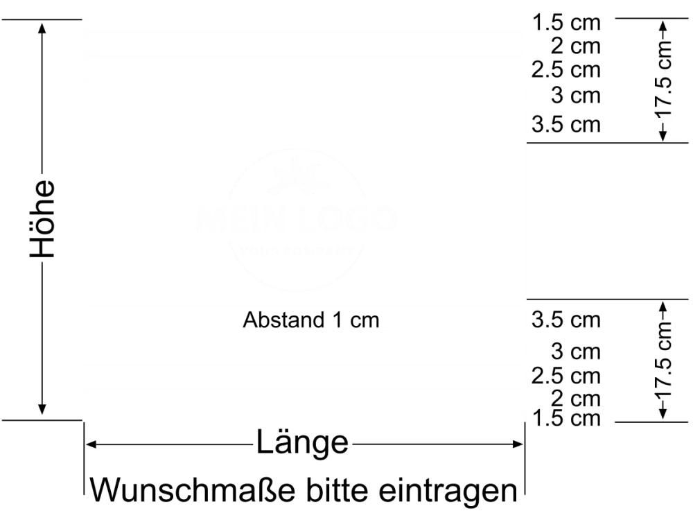 Sichtschutz mit Streifen und Firmenlogo - Ansicht Beispielbild mit Farbauswahl Sichtschutz mit Streifen und Firmenlogo - Ansicht Beispielbild mit Farbauswahl