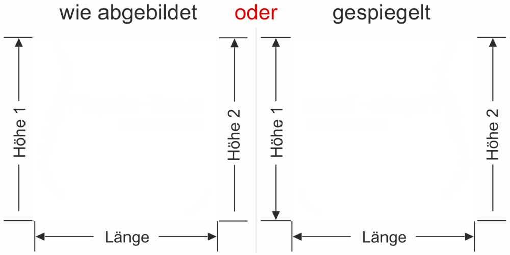 Glasfolie Sichtschutz Praxis - Ansicht Ausrichtung mit Farbauswahl Vorschlag 2