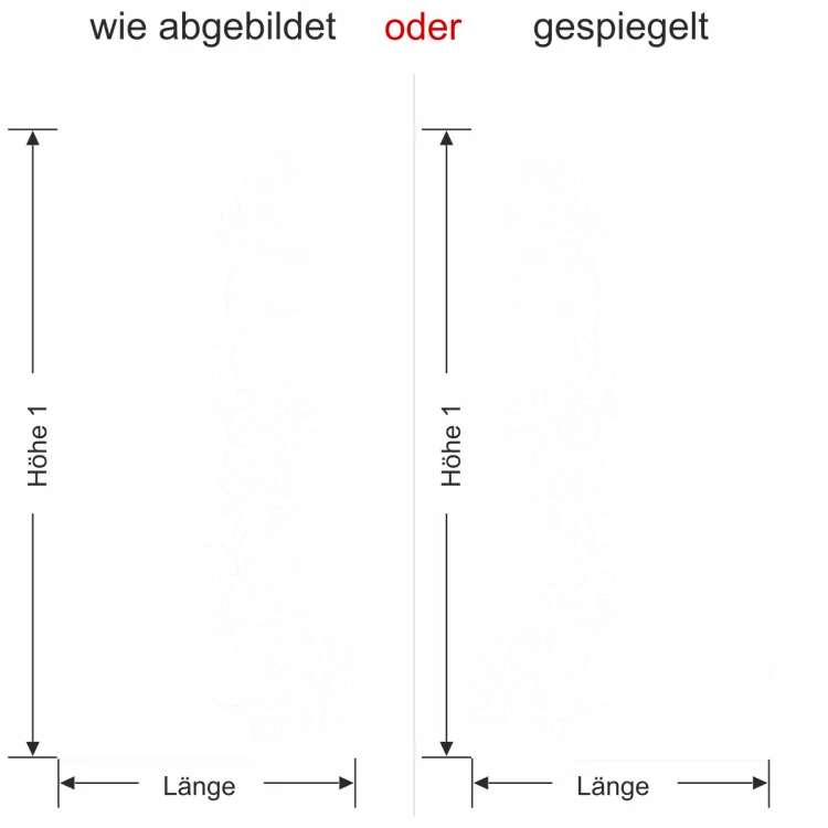 Sichtschutz Ranke Ornament - Ansicht Ausrichtung und Farbauswahl