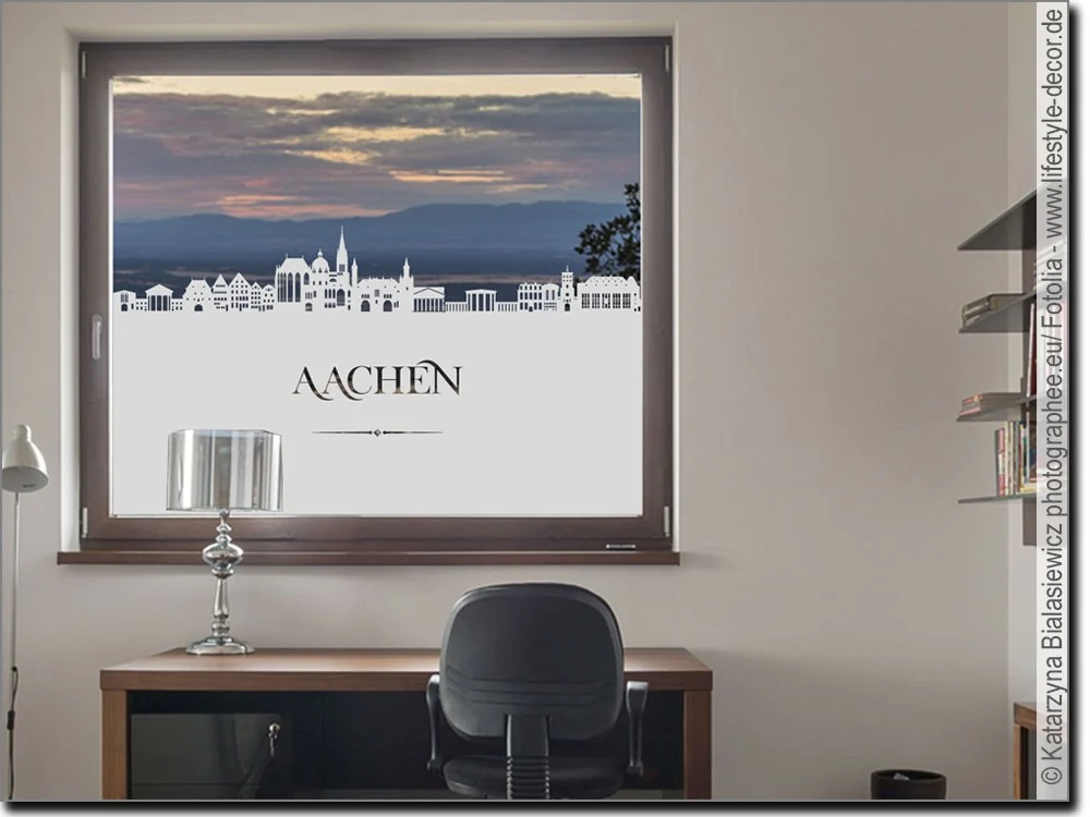 Schattenriss Aachens als passgenaue Sichtschutzfolie