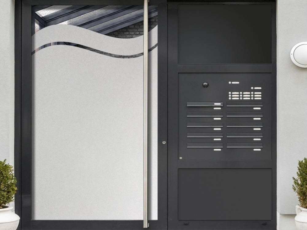 sichtschutz für Fenster mit Wellenmotiv auf Haustür