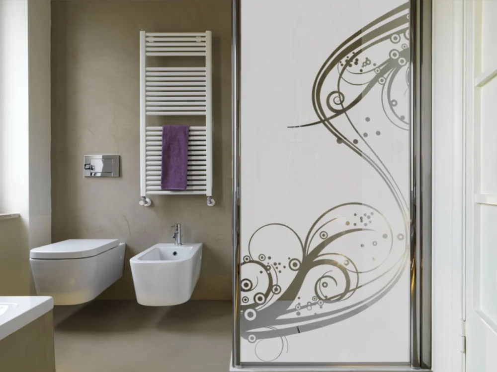 Sichtschutz Wellenornament auf Duschwand