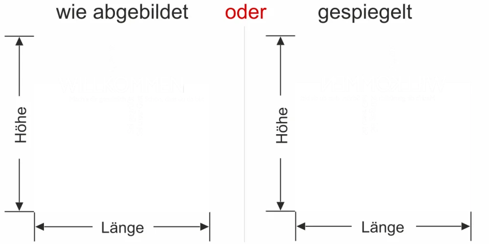 Milchglasfolie als Sichtschutz für den Flur - Ansicht Ausrichtung mit Farbauswahl