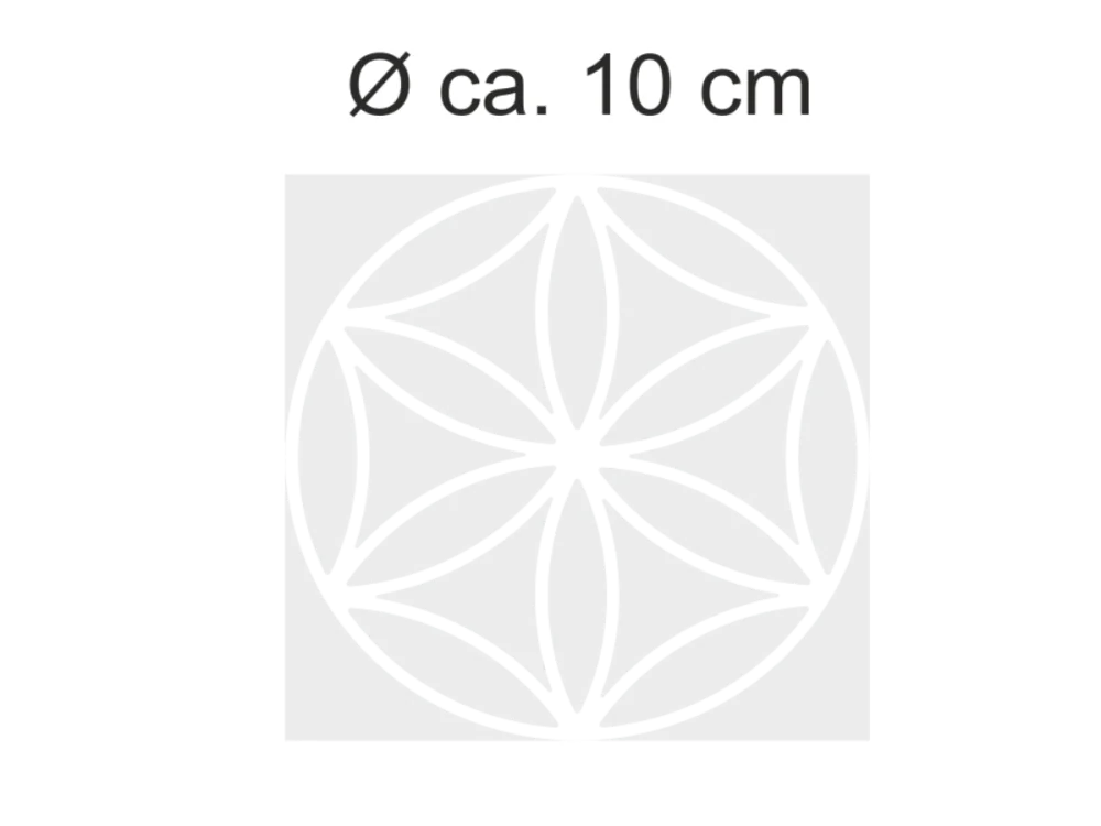 Sichtschutzdekor in Musselinglasoptik mit der Blume des Lebens