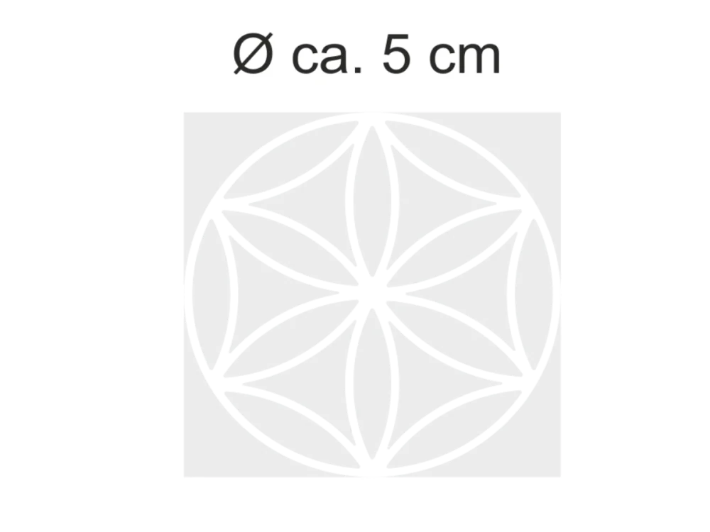 Sichtschutzdekor in Musselinglasoptik mit der Blume des Lebens 5 cm