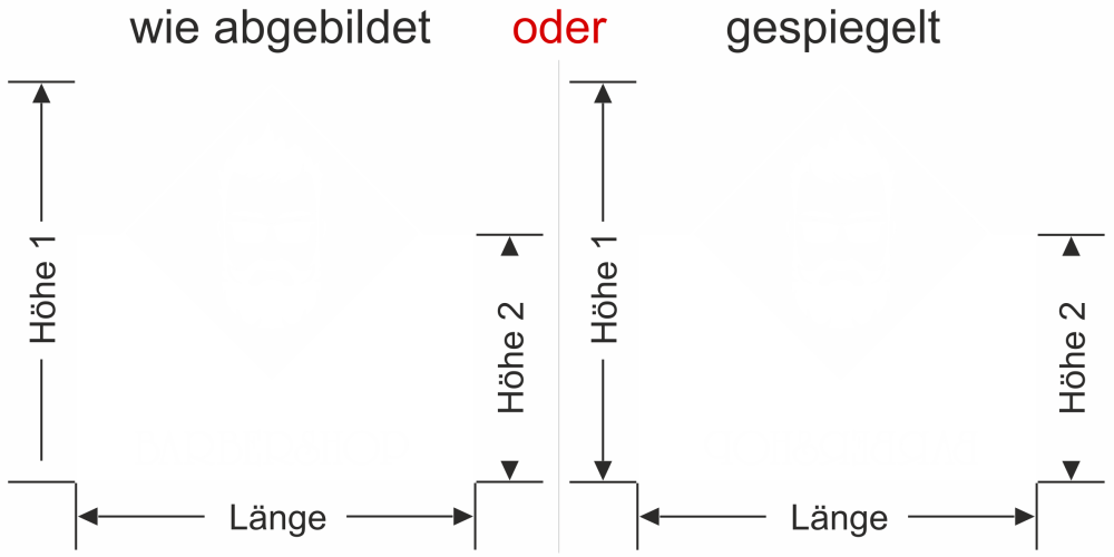Sichtschutzfolie Barbershop - Ansicht Ausrichtung mit Farbauswahl