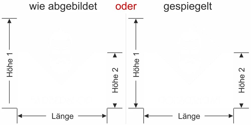 sichtschutzfolie-barbershop - Ansicht Ausrichtung mit Farbauswahl