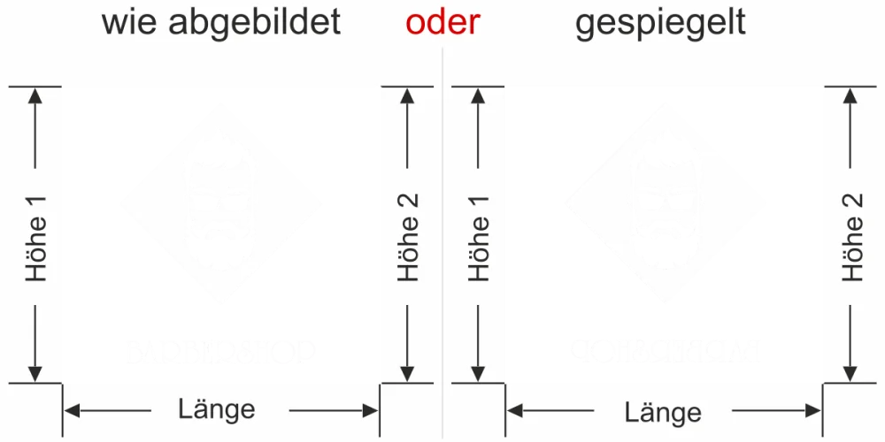 sichtschutzfolie-barbershop - Ansicht Ausrichtung und Farbauswahl