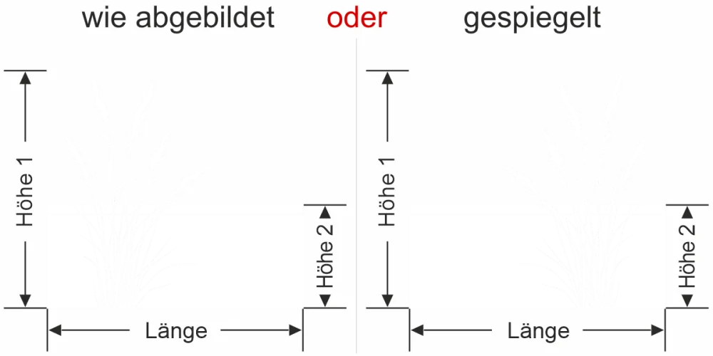 Sichtschutzfolie Filigranes Ziergras - Ansicht Ausrichtung mit Farbauswahl und Anleitung zur Größenberechnung - Vorschlag 1