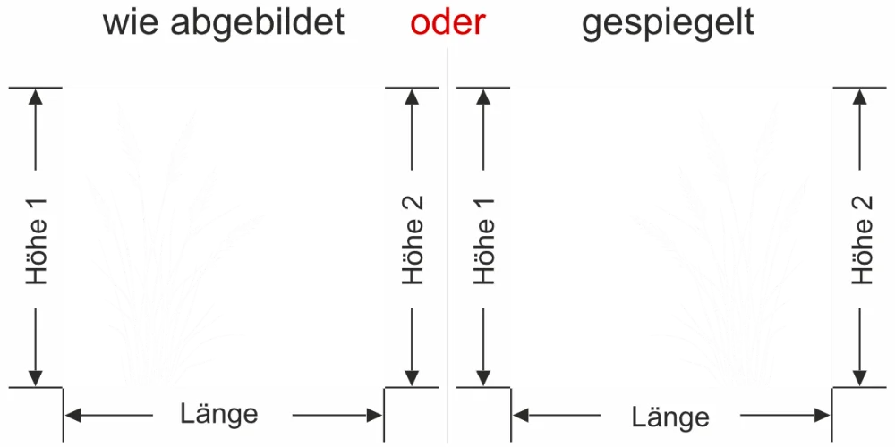 Sichtschutzfolie Filigranes Ziergras - Ansicht Ausrichtung mit Farbauswahl und Anleitung zur Größenberechnung - Vorschlag 2