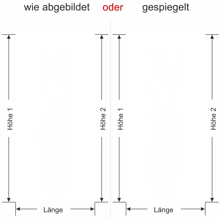 Sichtschutzfolie Glastür Elegante Grashalme - Ansicht Ausrichtung mit Farbauswahl und Anleitung zur Größenberechnung - Vorschlag 2