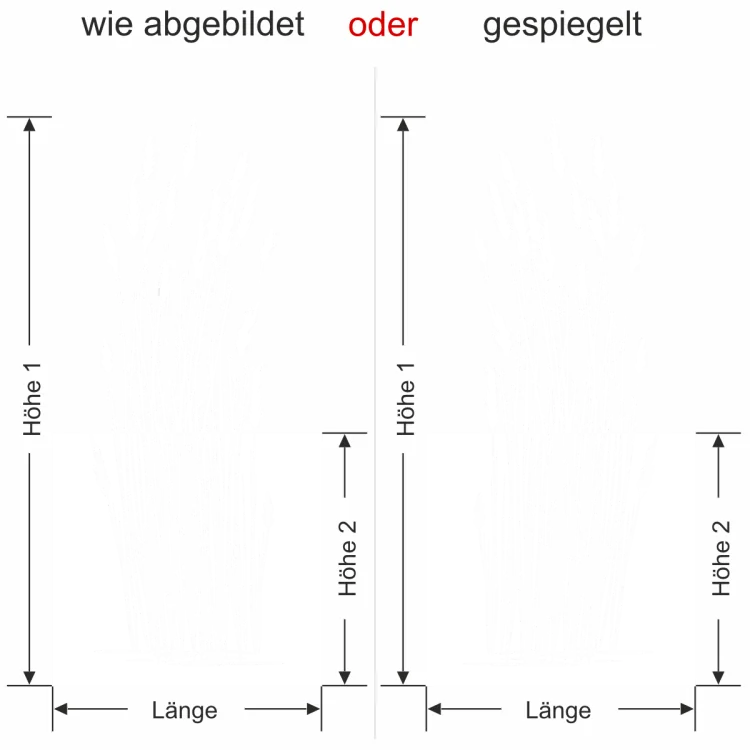 Sichtschutzfolie Majestätische Gräser - Ansicht Ausrichtung mit Farbauswahl und Anleitung zur Größenberechnung - Vorschlag 1