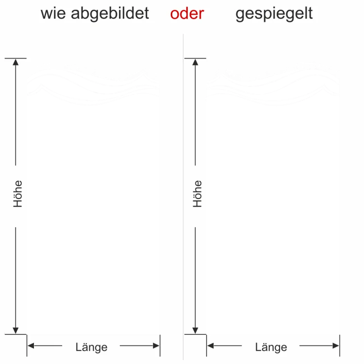 Fensterfolie Sichtschutzfolie Moderne Wellen - Ansicht Ausrichtung und Farbauswahl