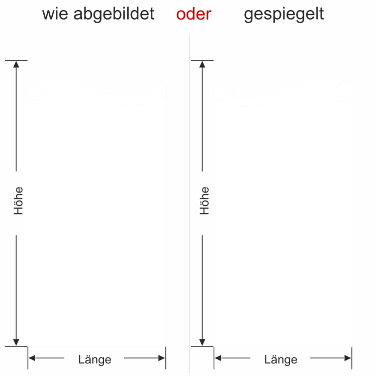 Fensterfolie Sichtschutzfolie Ornament Modern - Ansicht Ausrichtung und Farbauswahl
