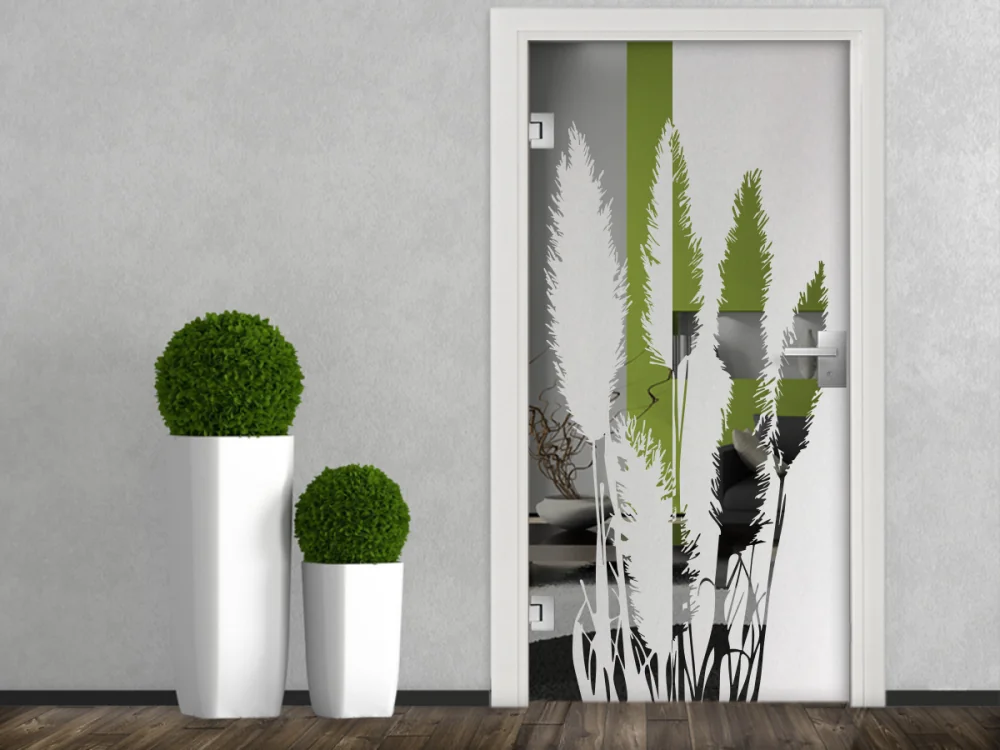 Sichtschutz Pampasgras auf Glastür