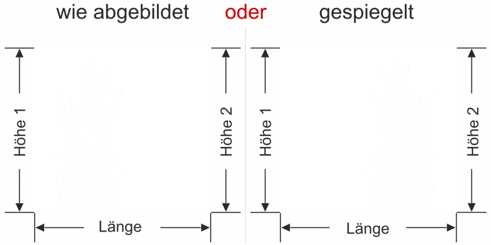 Sichtschutzfolie Pampasgras mit Wedel - Ansicht Ausrichtung mit Farbauswahl und Anleitung zur Größenberechnung - Vorschlag 2